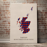 Anstruther Tartan Scotland Map Canvas – “Tartan Runs Through My Veins” Wall Art